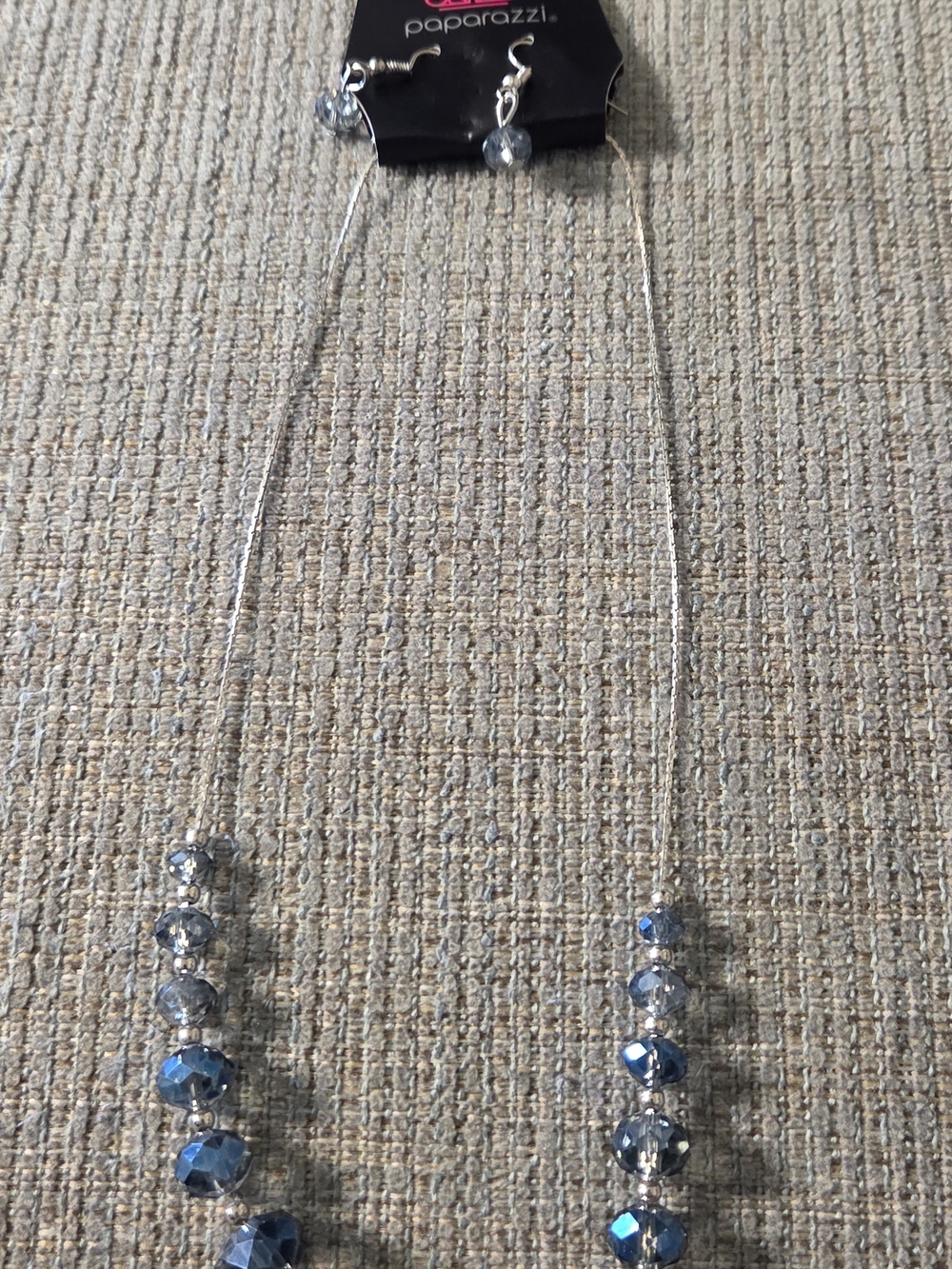 paparazzi Silver and Blue Faceted Bead Necklace and Earring Set